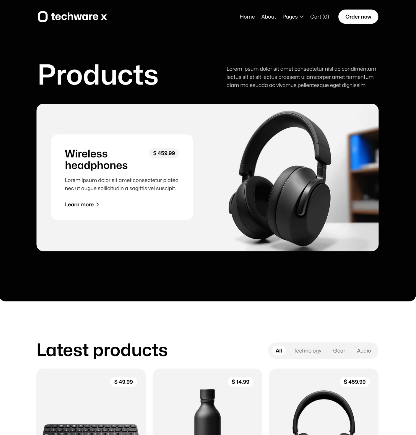 Techware X - Product V3 Main Page Online Ecommerce Webflow Template